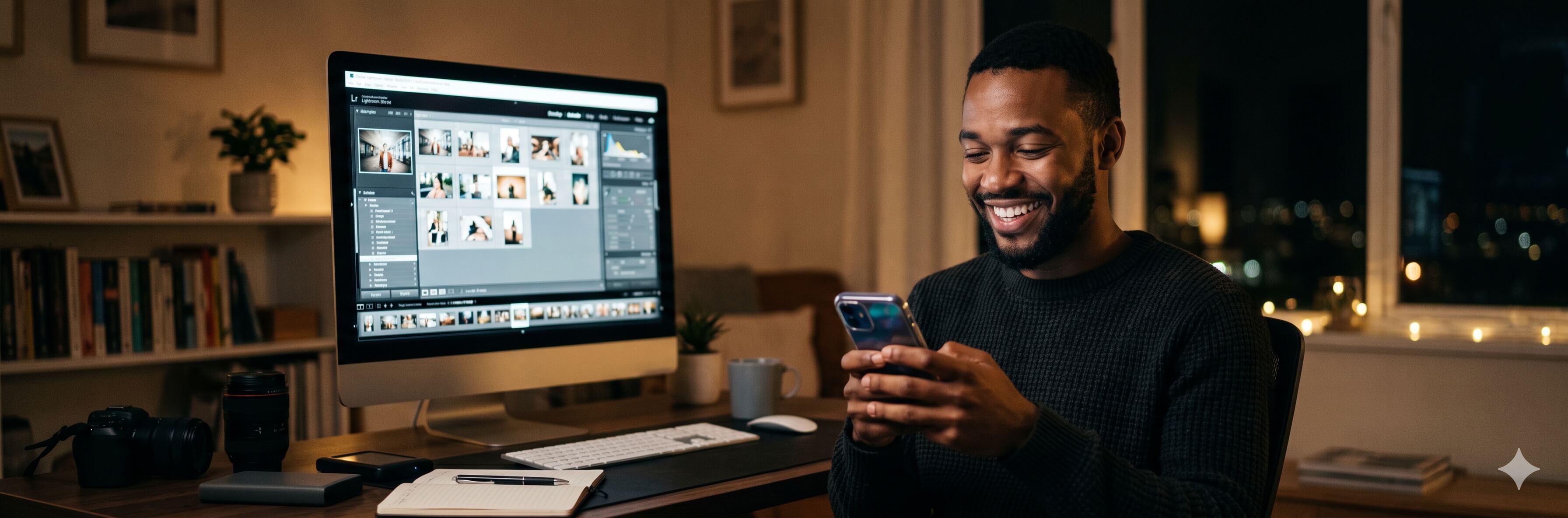 Wedding videographer reviewing cash flow on phone